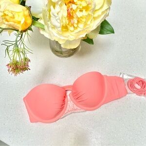 Neon pastel coral crochet accent Victoria's Secret Bikini w beach summer vibe